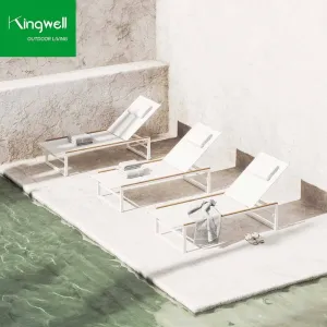 Contemporary Hotel Use Portable Aluminum Chaise Lounge Chairs with Cushions Adjustable Sun Lounger for Pool and Beach