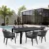 Contemporary Modern 7 Piece Restaurant Furniture Patio 6 Seater Set Rope Aluminum Outdoor Garden Cafe Dining Table and Chairs