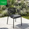 Custom Modern Design Garden Furniture Leisure Chair Aluminium Woven Waterproof Outdoor Dining Chair for Villa Hotel Restaurant