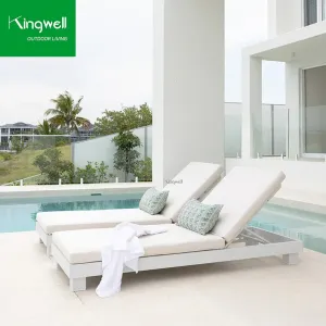 Custom Modern Portable Outdoor Adjustable Chaise Lounge Chairs with Aluminum Frame and High-Density Cushions for Hotel Use
