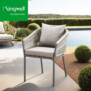 Customizable Aluminum Bistro Patio Lounge Chair for Garden for Balcony for Outdoor Restaurant Use with Rope Design