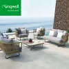 Customized Luxury Metal Patio Outdoor Rope Garden Furniture Modern Service Door Furniture Lounge Sofa Hotels Parks Apartments