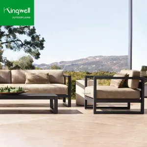 Customzied Modern Portable Aluminum Frame Garden Outdoor Furniture Sofa Set with Coffee Table