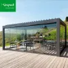 DIY Kingwell Aluminum Bioclimatic Motorized Retractable Louvered Roof Pergola Powder Coated Finish Outdoor Outdoor Furniture