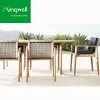 Direct Factory Outdoor Garden Solid Wood Furniture Modern Design Teak Wood Patio Table Chair Set for Restaurant Balcony Dining