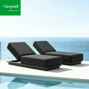 Durable All Weather Aluminum Sunbed Modern Minimalist Thick Cushion Outdoor Daybed Chaise Lounge for Hotel Garden Beach UV