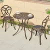 European Design Patio Balcony Furniture Outdoor Garden Cafe Dining Room Cast Aluminum Bistro Coffee Shop Table 2 Chairs Set