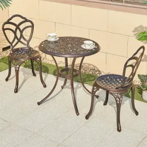 European Design Patio Balcony Furniture Outdoor Garden Cafe Dining Room Cast Aluminum Bistro Coffee Shop Table 2 Chairs Set