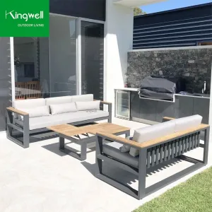 Factory Direct Kingwell Modern Commercial Outdoor Patio Furniture Aluminum Terrace Leisure Couch Balcony Sofa Set