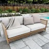 Factory Direct Modern Elegant Teak Wood French Sofa Set Patio Furniture Solid Wood Outdoor Sofa for Courtyard Hotel