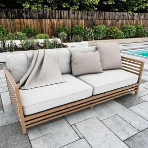 Factory Direct Modern Elegant Teak Wood French Sofa Set Patio Furniture Solid Wood Outdoor Sofa for Courtyard Hotel