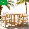 Factory Direct Selling Comfortable Teak Wood Outdoor Garden Patio Furniture Dining Chair and Table Set for Courtyard Hotel Use