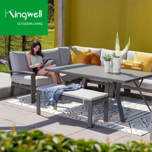 Factory Good Price Outdoor Sofa Sets Patio Furniture Lounge with Cushions L-shape Sofa with Table for Hotel