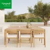 Factory Hot Sale Durable Portable Waterproof Outdoor Patio Furniture Garden Sets Teak Wood Dining Table Chair Set for Courtyard