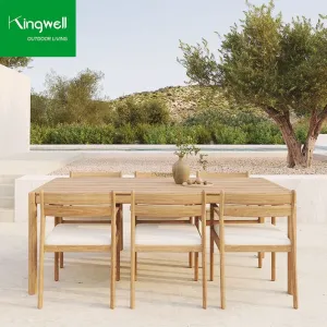 Factory Hot Sale Durable Portable Waterproof Outdoor Patio Furniture Garden Sets Teak Wood Dining Table Chair Set for Courtyard