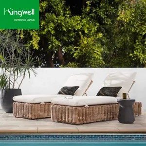Factory Price Hotel Pool Furniture Aluminum Garden Lounger Outdoor Rattan Beach Lounge Sun Loungers