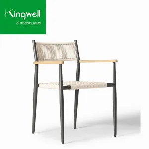 Foshan Outdoor Garden Dining Furniture Rope Woven Aluminum Dinning Chair Outdoor Lounge Chairs