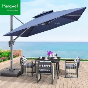 10 Ft Modern Eco Friendly Outdoor Patio Parasol Waterproof Windproof UV 50 Sun Shade Adjustable Aluminum Frame Furniture