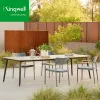 Garden Restaurant Aluminum Lounge Dining Armchair Furniture Set Teak Outdoor Dining Table and Chairs Set With 4 Seats