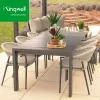 Good Quality Patio Garden Furniture Dining Sets Rope Woven Chairs Outdoor Aluminum Chair Dining square Table and Chair Set