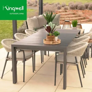 Good Quality Patio Garden Furniture Dining Sets Rope Woven Chairs Outdoor Aluminum Chair Dining square Table and Chair Set