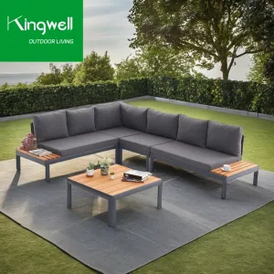 High End Balcony Lounge Modern Waterproof Outdoor Sofas Aluminum Patio Furniture L Shape Sofas Set Leisure Sectional Garden Sofa