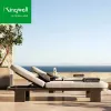 High-End Portable Aluminum Beach Furniture for Pool Sun Bathing Courtyard Outdoor Hotel Villa Durable Metal Chaise Lounger