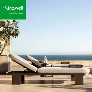 High-End Portable Aluminum Beach Furniture for Pool Sun Bathing Courtyard Outdoor Hotel Villa Durable Metal Chaise Lounger
