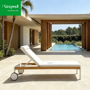 Luxury Outdoor Pool Furniture Adjustable Daybed Aluminum Stackable Sun Lounger with Wheels