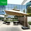 3M Modern Aluminum Outdoor Patio Umbrella with LED Lighting Garden Parasol for Hotel Park Courtyard Use