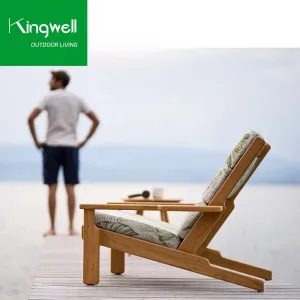 Modern Adirondack Chairs HDPE and Teak Wood Outdoor Furniture for Garden School Park