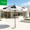 25M Modern Aluminum Colorful Outdoor Patio Umbrella with LED Stone Base for Hotel Courtyard Use Outdoor Furniture