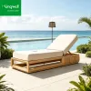 High-quality Modern Luxurious Durable Multi-Functional Natural Teak UV Resistant Cushions Included Portable Outdoor Garden