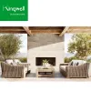Hot Sale Modern Garden Wicker Rattan Outdoor Dining Courtyard Hotel Lounge Sofa Set Waterproof UV-Resistant
