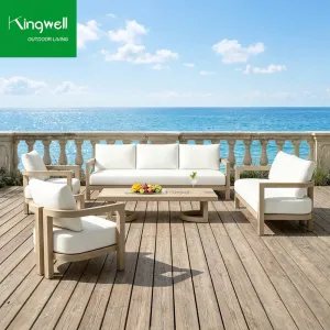 Hot Sale Modern Outdoor Teak Wooden Sofa Sets Patio Teak Furniture Sofa Set for Garden and Villa