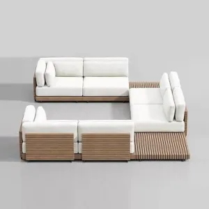 Hotel Outdoor Furniture Luxury Teak Outdoor Sofa Hotel Garden Sets Modern Villa Terrace Furniture Combination Outside Couches