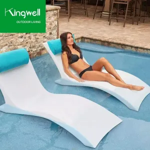Hotel Villa Swimming Pool Floating Lounge Chair Tanning Durable Modern Plastic Chaise Lounger UV Resistant Poolside