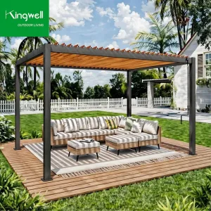 Jiake Modular Heavy-Duty Reinforced Aluminum Pergola Adjustable Motorized Louvered Roof for Rooftop Patio Outdoor Gazebo Modern