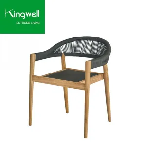 Kingwell All Weather Modern Outdoor Patio Furniture Dining Set Teak Wood Terrace Furniture Patio Chairs