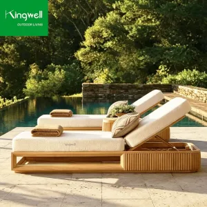 Kingwell Customized Outdoor Patio Waterproof Design Garden Sofa Wood Furniture Teak Beach Chaise Lounge Chair