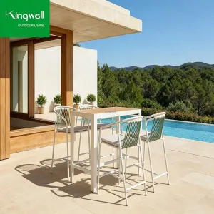 Kingwell Modern Durable Aluminum Outdoor Bar Stools 4 Piece Set for Home Bar Hotel Use