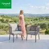 Kingwell OEM Luxury Modern Portable Outdoor Furniture Aluminum Rope Woven Garden Dining Chairs for Backyard Villas Hotel