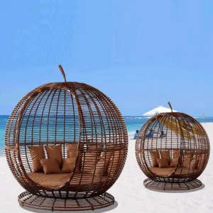 Leisure Design Outdoor Furniture Round Bird Nest Lounge Garden Patio Swimming Pool PE Rattan Weaving Sun Bed Wicker Lounger