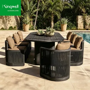 Leisure Teak Wood Durable Outdoor Dining Table and Chairs Set for Hotel Villa Courtyard Patio