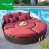 Longsen Outdoor Teak Contemporary Sofa Bed Set UV-Resistant PE Rattan Creative Lounge Furniture Sofa for Courtyard Beach Hotel