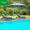 Luxury Adjustable Outdoor Swimming Pool Chaise Lounger Pool Side Aluminum Sun Loungers with Wheels