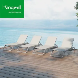 Luxury Aluminum Waterproof Chaise Lounge Chair Stackable Outdoor Pool Furniture Sun Loungers for Beach