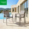 Luxury Commercial Outdoor Dining Furniture Aluminum Stackable Comfortable Textillin Garden Chairs for Restaurant Hotel
