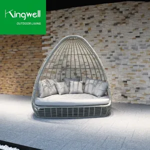 Luxury Design Shade Mushroom Hotel Pool Beach Furniture Aluminum Frame Rattan Garden Daybed with Manufacturer Price