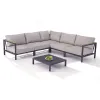 Luxury Garden Sectional L Shape Corner Couch Furniture Outdoor Patio Modular 4 Piece Powder Coated Aluminum Lounge Sofa Set